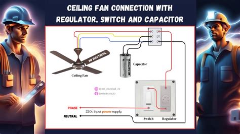 Ceiling Fan Connection With Regulator Switch And Capacitor Youtube