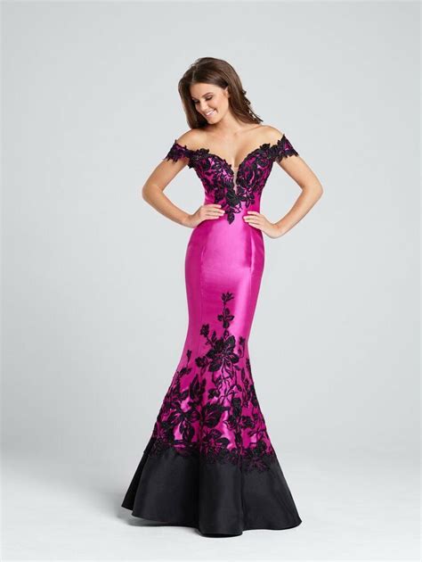 Hot Pink And Black Prom Dress