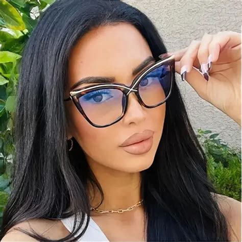 Oversized Square Butterfly Eyewear Women S Blue Light Blocking Metal Frame Glasses Trend Optical