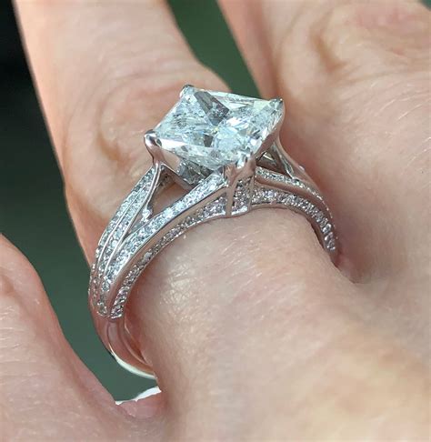 Unique Ct Princess Cut Kite Set Diamond Engagement Ring Etsy