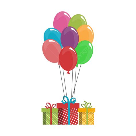 Balloon Gift Vector Art Png Birthday Design With Gift Decorations And