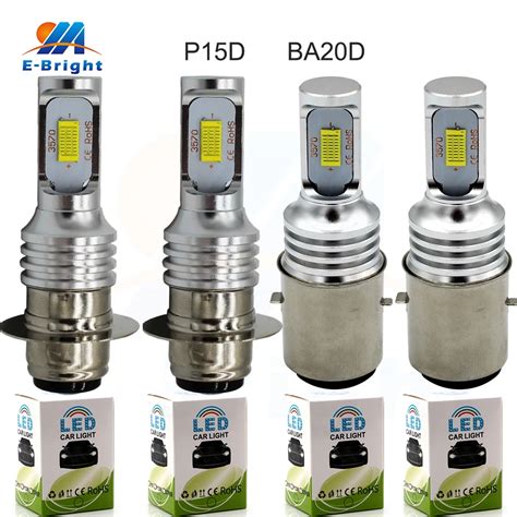 2PCS Lot P15D BA20D H6 Motorcycle Headlight White Led Bulbs 10W CSP