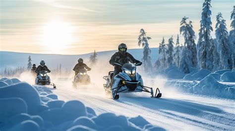 Premium Photo | Snowmobilers racing through snowy landscapes AI Generative