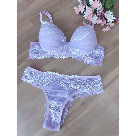 Conjunto Lingerie Rendado Bicolor Calcinha Fio Moda Ntima Asw