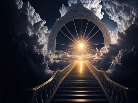 Stairway To Heaven In Glory Gates Of Paradise Meeting Ai Generative Stock Illustration