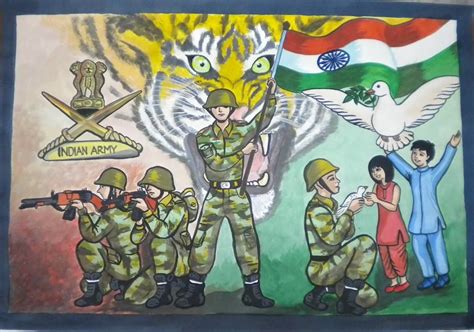 Image Result For Sketch On Topic Incredible India Army Drawing