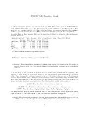 PSTAT126 Practice Final Pdf PSTAT 126 Practice Final 1 A Fuel