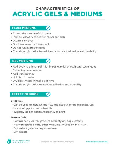 Characteristics Of Acrylic Gels And Mediums Flex Assessment Painting