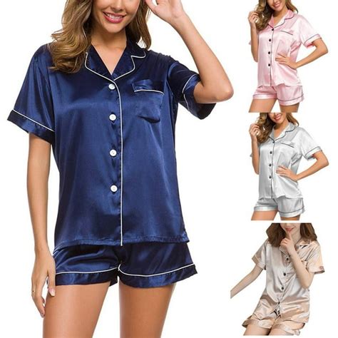 Silk Sleepwear For Womens Silk Satin Pajamas Set Two Piece Sleepwear