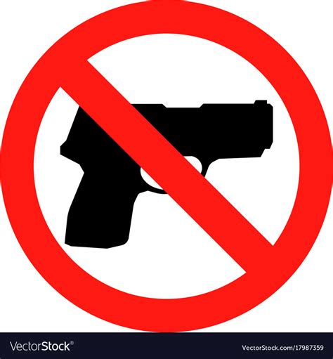 No Gun Sign Isolated Royalty Free Vector Image