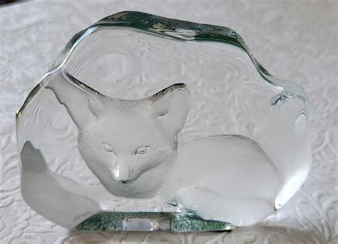 At Auction Mats Jonasson Mats Jonasson Lead Crystal Fox Paperweight