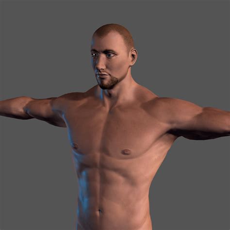 D File Animated Naked Man Rigged D Game Character Low Poly D Model