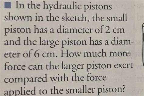 Solved In The Hydraulic Pistons Shown In The Sketch The Chegg