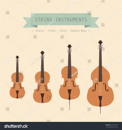 Musical Instrument String Violin Viola Cello And Double Bass Flat