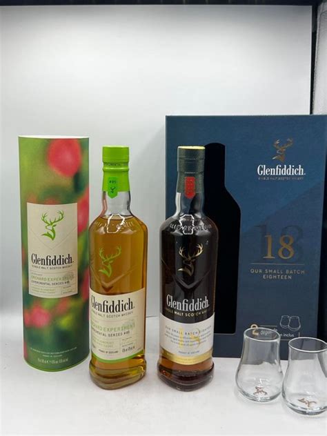 Glenfiddich 18 Years Old Our Small Batch With Glasses Orchard