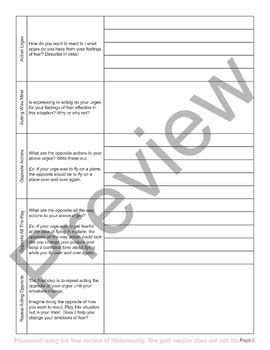 Opposite Action For Fear Worksheet Editable Fillable PDF Template