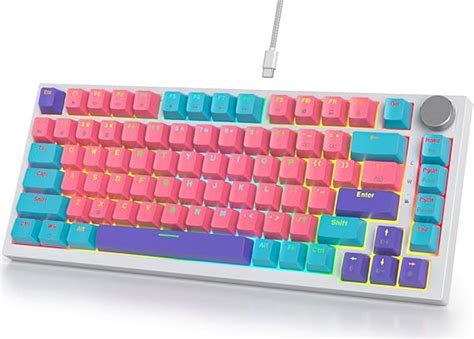 Amazon Fogruaden Wired Hot Swappable 75 Percent Mechanical Keyboard Red Switch TKL Pink
