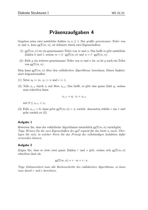 Ds Praesenzaufgaben Diskrete Strukturen I Ws Pr