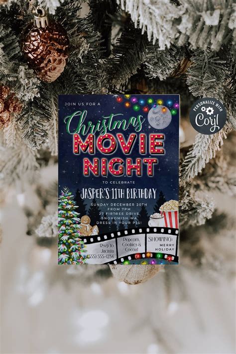 Christmas Movie Night Invitation Template, Printable Holiday Backyard ...