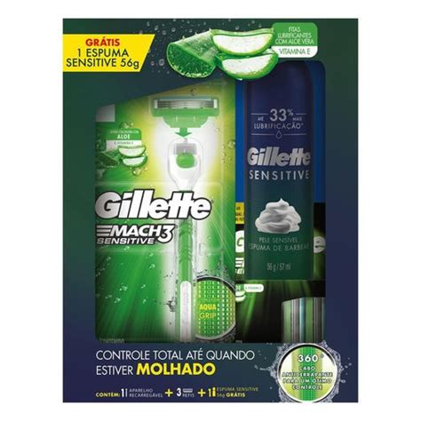 Aparelho Para Barbear Gillette Mach3 Sensitive Acqua Grip 1 Unidade