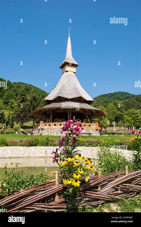 Romania Maramures Barsana Wooden Churches At Barsana Monastery Stock