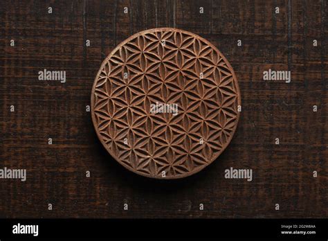 Flower Of Life Shape Indian Wood Block Pattern For Textile Printing On