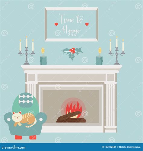 Hygge Background With Cozy Things And Elements Vector Illustration