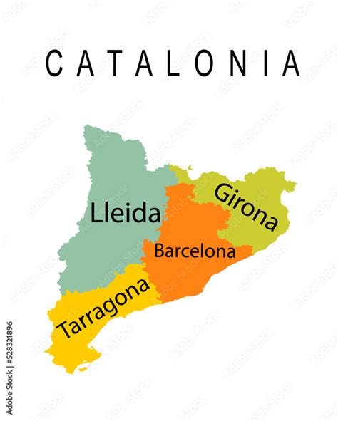 Autonomous Community Catalonia Map Vector Silhouette Illustration