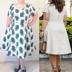 Vestido plus size corpo separado e recorte princesa meio evasê