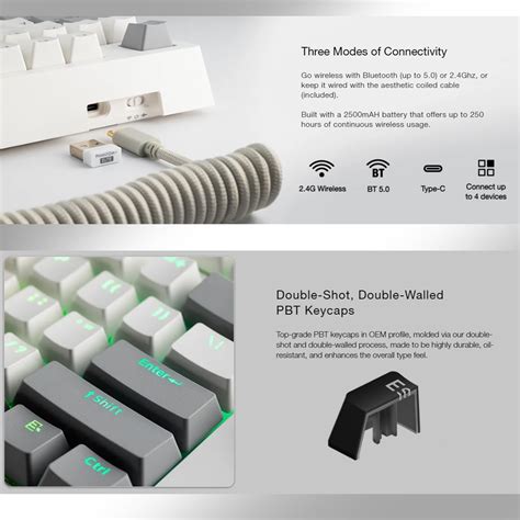 Tecware Phantom Elite Wireless 87 Keys Rgb 3 Modes Mechanical Keyboard