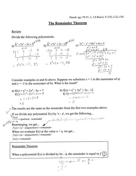 Mhf U Remainderandfactortheorem Soln Math Studocu