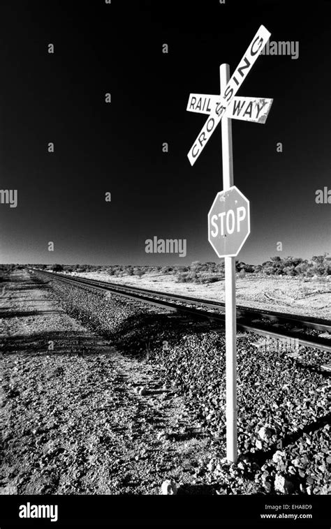 Railway Crossing In The Middle Of Desert Northern Territory Australia