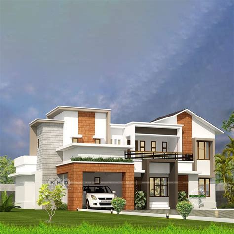 Bhk Mixed Roof House Architecture Rendering Architecture House