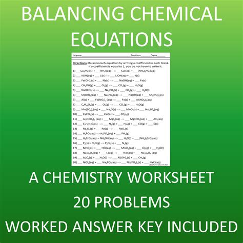 Balancing Chemical Equations: A Chemistry Worksheet | Made By Teachers