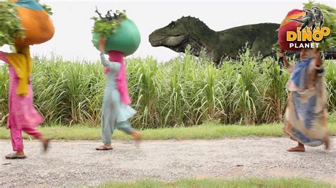 Two T Rex Dinosaurs Chasing Women In Sugar Cane Fields Dinosuar Real