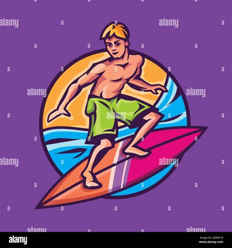 Man Standing On Surfboard Stock Vector Images Alamy