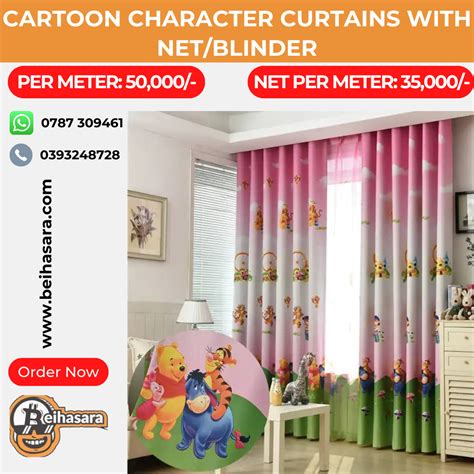 Cartoon character curtains with net/blinder Per meter - Beihasara