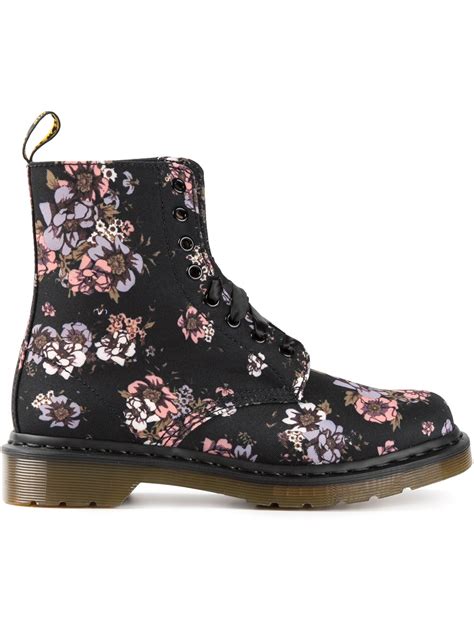 Lyst Dr Martens Flower Boots In Black