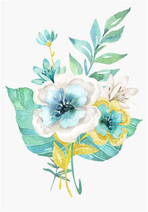 Aqua Mint Flowers Png Vector Watercolor Flower Png Transparent Png