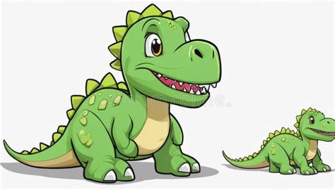 A Cartoon Dinosaur and Its Baby Stock Illustration - Illustration of ...