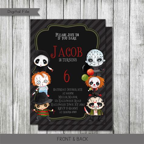 Horror Movie Birthday Invitation Scary Movie Birthday Invitation