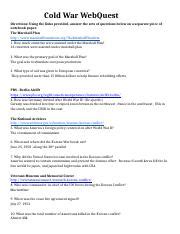 Cold War WebQuest 2020 1 1 Docx Cold War WebQuest Directions Using