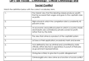 Let S Talk Vocab Criminology Critical Criminology And Social Conflict