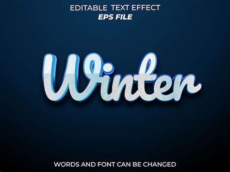 Winter Text Effekt Schriftart Bearbeitbare Typografie D Textvektor