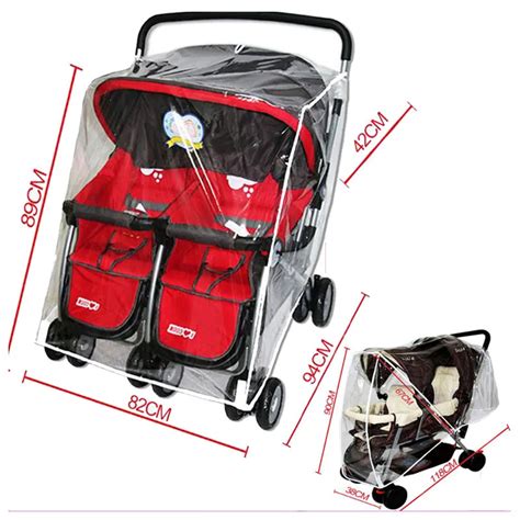 Universal Baby Twins Stroller Rain Cover Windshield Cover Double ...