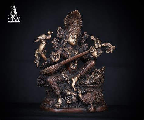 Goddess Saraswati With Veena, 27.5 CM Saraswati Maa, Hindu Goddess of ...