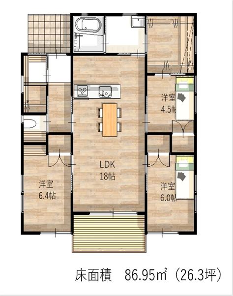 楽家事間取り①夫婦在宅ワークが出来るコンパクトな平屋 心建築工房株式会社