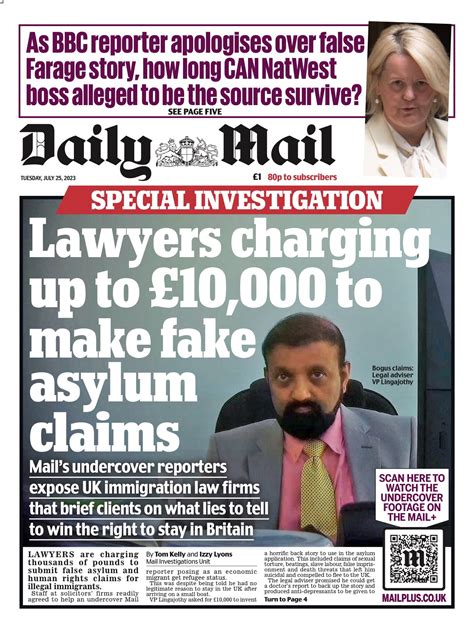 Daily Mail Front Page Th Of July Tomorrow S Papers Today