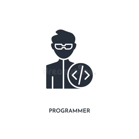 Programmer Icon In Black Style Isolated On White Background. People Of ...