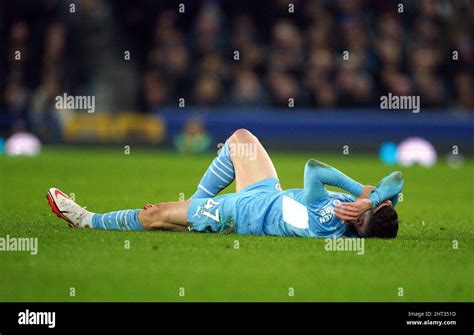 Manchester Citys Phil Foden Appears Injured During The Premier League